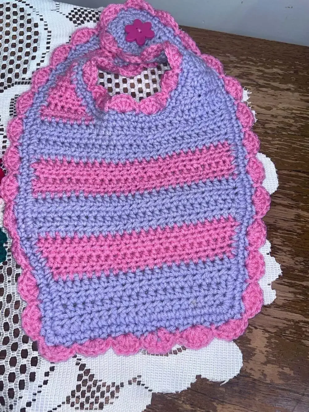 Handmade Crocheted Cotton Baby Bib Set of 2